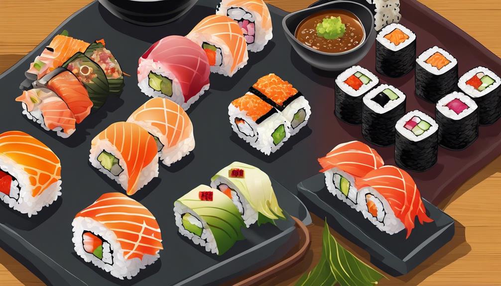 exquisite sushi creations displayed