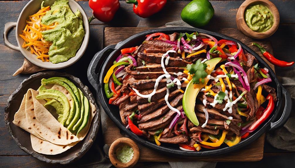 sizzling fajitas on grill